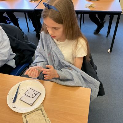 Children working with clay